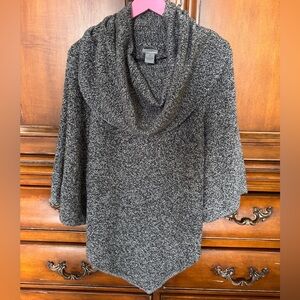 New Directions Black/White Poncho Sweater